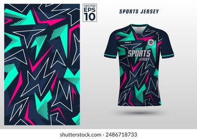 T-shirt sport jersey design template with geometric line pattern background. Sport uniform in front view. Shirt mock up for sport club. Vector Illustration