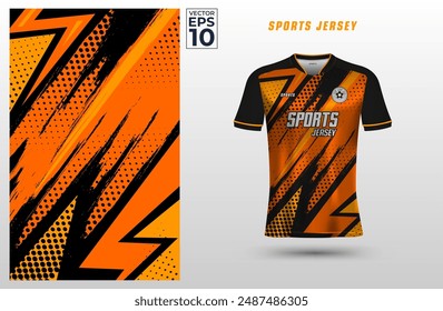 T-shirt sport jersey design template with grunge halftone pattern background. Sport uniform in front view. Shirt mock up for sport club. Vector Illustration