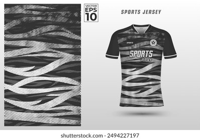 T-shirt sport jersey design template with abstract zebra on halftone background. Sport uniform in front view. Shirt mockup for sport club. Vector Illustration