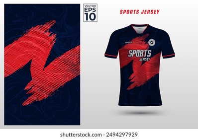 T-shirt sport jersey design template with abstract grunge halftone pattern background. Sport uniform in front view. Shirt mock up for sport club. Vector Illustration