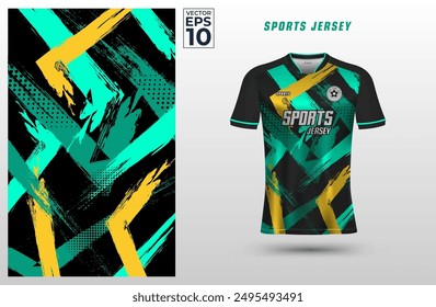 T-shirt sport jersey design template with abstract grunge halftone pattern background. Sport uniform in front view. Tshirt mock up for sport club. Vector Illustration