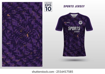 T-shirt sport jersey design template with grunge halftone pattern background. Sport uniform in front view. Shirt mock up for sport club. Vector Illustration