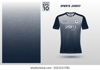 T-shirt sport jersey design template with geometric halftone background. Sport uniform in front view. Shirt mock up for sport club. Vector Illustration