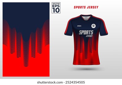 T-shirt sport jersey design template with geometric line pattern background. Sport uniform in front view. Shirt mock up for sport club. Vector Illustration