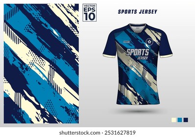 T-shirt sport jersey design template with abstract grunge halftone pattern background. Sport uniform in front view. Shirt mock up for sport club. Vector Illustration