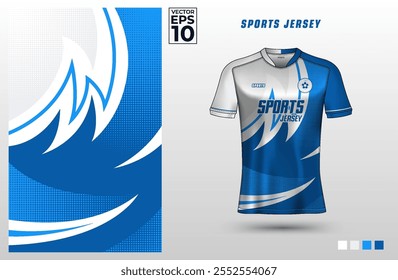 T-shirt sport jersey design template with abstract halftone pattern for gaming, e-sports, soccer, cycling, running, badminton, or volleyball. T shirt mockup for sport club. Vector Illustration