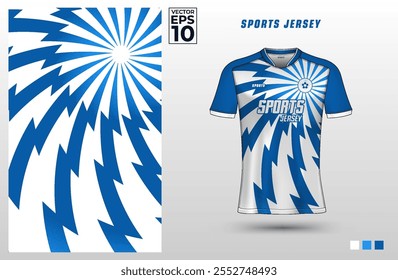 Plantilla de diseño de camiseta de jersey deportivo con patrón de rayo para fútbol, ciclismo, running, juegos, deportes electrónicos, bádminton o voleibol. Maqueta de camiseta para club deportivo. Ilustración vectorial