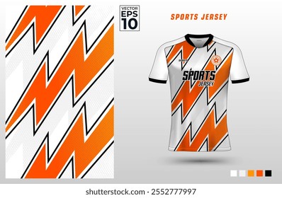 Plantilla de diseño de camiseta de jersey deportivo con patrón de rayo para fútbol, ciclismo, running, juegos, deportes electrónicos, bádminton o voleibol. Maqueta de camiseta para club deportivo. Ilustración vectorial