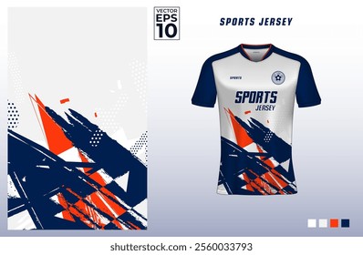 T-shirt sport jersey design template with abstract grunge pattern for soccer, cycling, running, gaming, e-sports, badminton, or volleyball. T shirt mockup for sport club. Vector Illustration