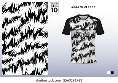 T-shirt sport jersey design template with abstract halftone pattern background. Sport uniform in front view. Shirt mock up for sport club. Vector Illustration