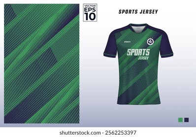 T-shirt sport jersey design template with gradient geometric line stripes background. Sport uniform in front view. Shirt mock up for sport club. Vector Illustration