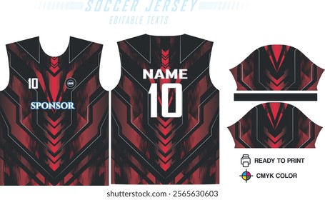 T-shirt sport jersey design template with geometric line halftone background. Sport uniform in front view. Shirt mock up for sport club. Vector Illustration