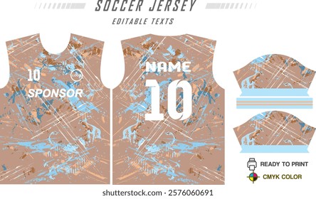 T-shirt sport jersey design template with geometric halftone background. Sport uniform in front view. Shirt mock up for sport club. Vector Illustration