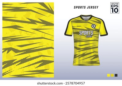 T-shirt sport jersey design template with abstract geometric line pattern grunge background. Sport uniform in front view. Shirt mock up for sport club. Vector Illustration