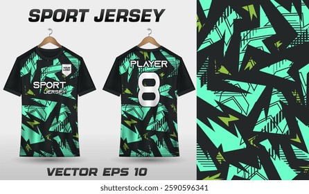 T-shirt sport jersey design template with abstract grunge halftone pattern background. Sport uniform in front view. T-shirt mock up for sport club.