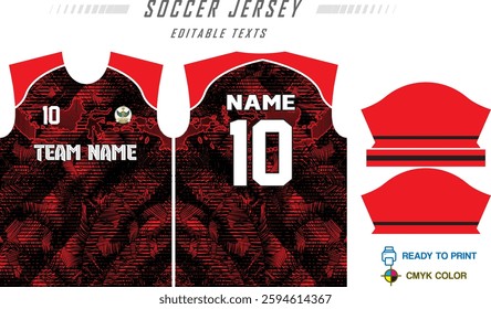 T-shirt sport jersey design template with geometric line background. Sport uniform in front view. Shirt mock up for sport club. Vector Illustration