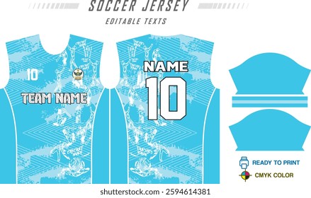 T-shirt sport jersey design template with geometric line background. Sport uniform in front view. Shirt mock up for sport club. Vector Illustration