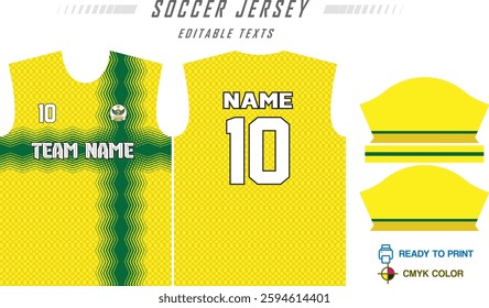 T-shirt sport jersey design template with geometric line background. Sport uniform in front view. Shirt mock up for sport club. Vector Illustration