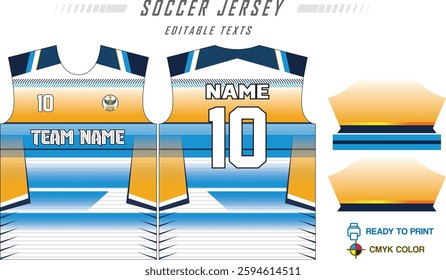 T-shirt sport jersey design template with geometric line background. Sport uniform in front view. Shirt mock up for sport club. Vector Illustration