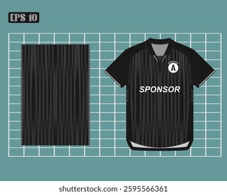 T-shirt sport jersey design template with gradient geometric line stripes black background