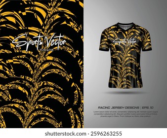 T-shirt sport jersey design template with abstract grunge  pattern background. Sport uniform in front view. Tshirt mock up for sport club. Vector Illustration