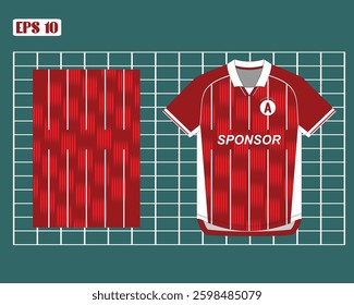 Tshirt sport jersey design template with gradient geometric line stripes red background