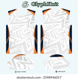 T-shirt sport jersey design template with geometric line halftone background. Sport uniform in front view. Shirt mock up for sport club. Vector Illustration
