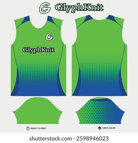 T-shirt sport jersey design template with geometric line halftone background. Sport uniform in front view. Shirt mock up for sport club. Vector Illustration