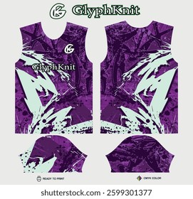 T-shirt sport jersey design template with abstract grunge halftone pattern background. Sport uniform in front view. Tshirt mock up for sport club. Vector Illustration