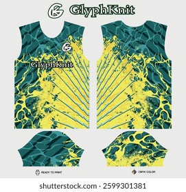 T-shirt sport jersey design template with abstract grunge halftone pattern background. Sport uniform in front view. Tshirt mock up for sport club. Vector Illustration