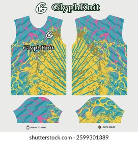 T-shirt sport jersey design template with abstract grunge halftone pattern background. Sport uniform in front view. Tshirt mock up for sport club. Vector Illustration