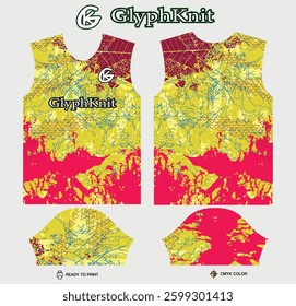 T-shirt sport jersey design template with abstract grunge halftone pattern background. Sport uniform in front view. Tshirt mock up for sport club. Vector Illustration