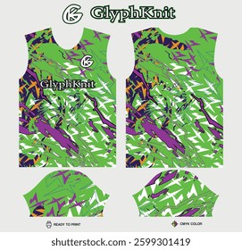 T-shirt sport jersey design template with abstract grunge halftone pattern background. Sport uniform in front view. Tshirt mock up for sport club. Vector Illustration