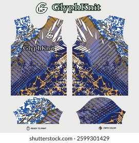 T-shirt sport jersey design template with abstract grunge halftone pattern background. Sport uniform in front view. Tshirt mock up for sport club. Vector Illustration
