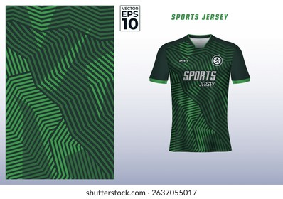 T-shirt sport jersey design template with geometric line stripes background. Sport uniform in front view. Shirt mock up for sport club. Vector Illustration