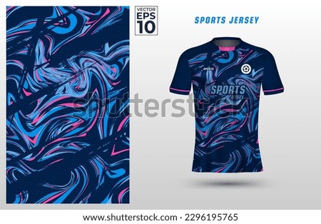 T-shirt sport jersey design template with liquify pattern on grunge halftone background. Sport uniform in front view. Shirt mock up for sport club. Vector Illustration	