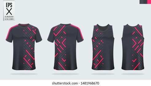 T-shirt sport mockup template design for soccer jersey, football kit, tank top for basketball jersey and running singlet. Sport uniform in front view and back view.  Vector Illustration.