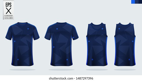 T-shirt sport mockup template design for soccer jersey, football kit, tank top for basketball jersey and running singlet. Sport uniform in front view and back view.  Vector Illustration.