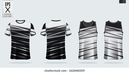 T-shirt sport mockup template design for soccer jersey, football kit. Tank top for basketball jersey and running singlet. Sport uniform in front view and back view.  Vector art Illustration.