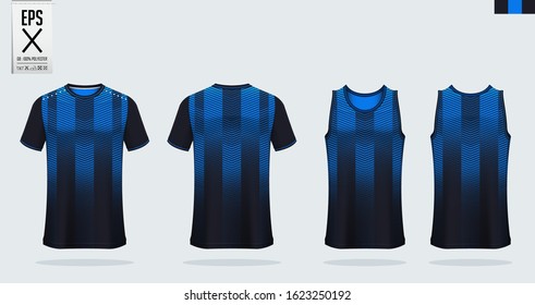 T-shirt sport mockup template design for soccer jersey, football kit. Tank top for basketball jersey and running singlet. Sport uniform in front view and back view.  Vector art Illustration.