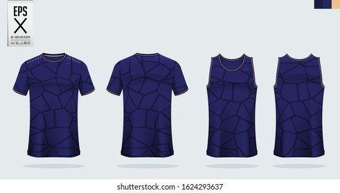 T-shirt sport mockup template design for soccer jersey, football kit. Tank top for basketball jersey and running singlet. Sport uniform in front view and back view.  Vector art Illustration.