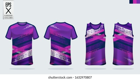 T-shirt sport mockup template design for soccer jersey, football kit. Tank top for basketball jersey and running singlet. Sport uniform in front view and back view.  Vector art Illustration.