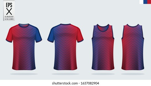 T-shirt sport mockup template design for soccer jersey, football kit. Tank top for basketball jersey and running singlet. Sport uniform in front view and back view.  Vector art Illustration.