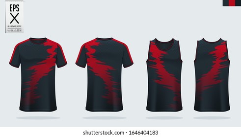 T-shirt sport mockup template design for soccer jersey, football kit. Tank top for basketball jersey and running singlet. Sport uniform in front view and back view.  Shirt Mockup Vector  Illustration.