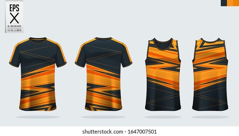 T-shirt sport mockup template design for soccer jersey, football kit. Tank top for basketball jersey and running singlet. Sport uniform in front view and back view.  Shirt Mockup Vector  Illustration.