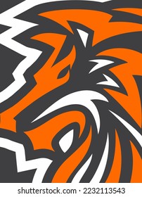 Tshirt Sport Orange Wolf Background for Extreme Jersey Team, Racing, Cycling, Football, Gaming, Backdrop, Wallpaper