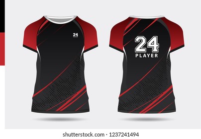 T-shirt sport template design for soccer, football and basketball. uniform in front and back view vector design.