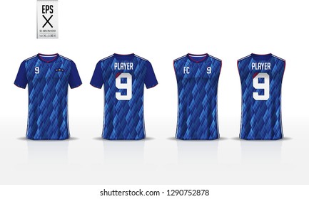 T-shirt sport template design for soccer jersey, football kit and tank top for basketball jersey. Sport uniform in front and back view. Sport shirt mock up for sport club. Vector Illustration.