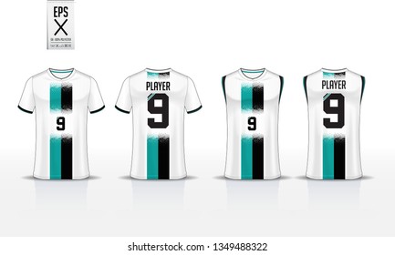 T-shirt sport template design for soccer jersey, football kit and tank top for basketball jersey. Sport uniform in front and back view. Sport shirt mock up for sport club. Vector Illustration.