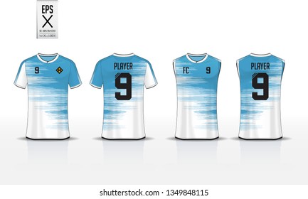 T-shirt sport template design for soccer jersey, football kit and tank top for basketball jersey. Sport uniform in front and back view. Sport shirt mock up for sport club. Vector Illustration.